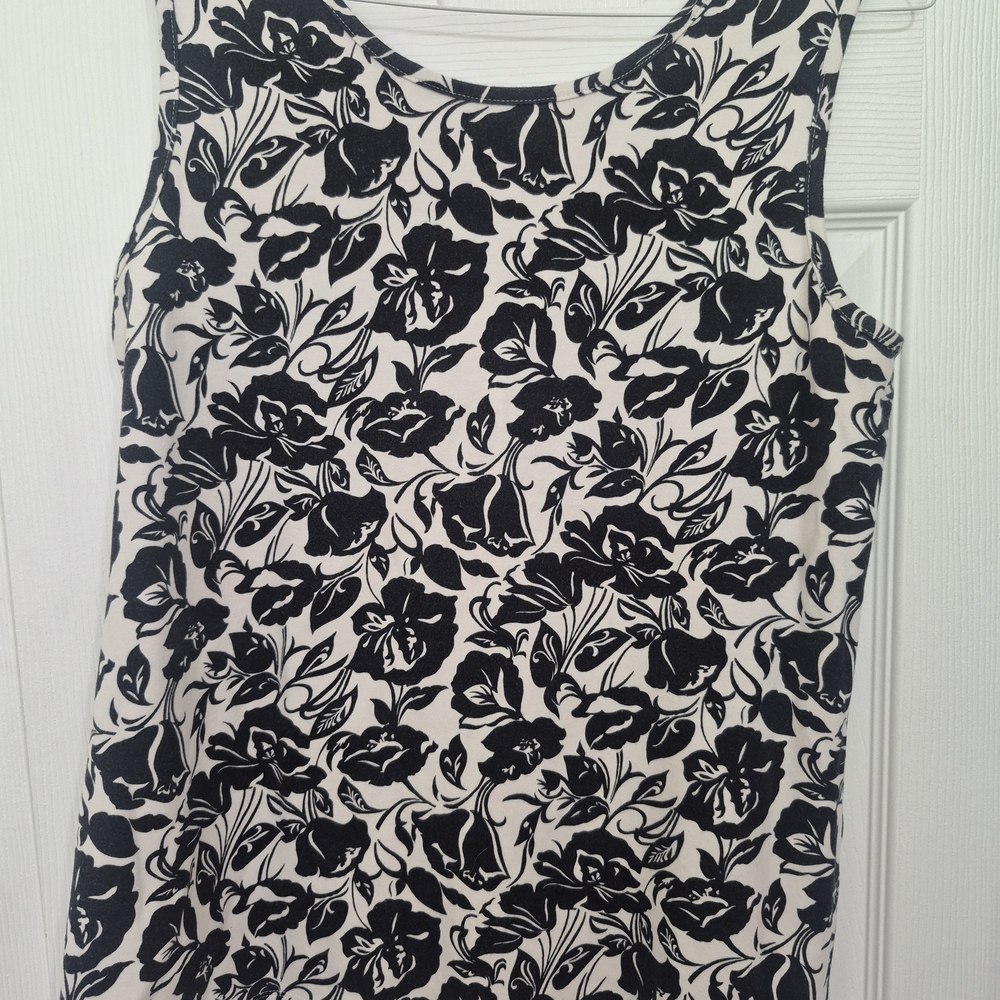 Lands' End Black and White Floral Camisole